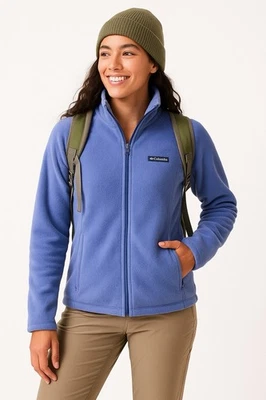 Куртка женская Columbia средняя фиолетовая на молнии флисовые карманы для походов на открытом воздухе теплая - Изображение 1 из 4