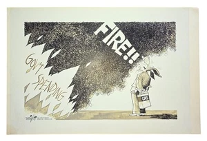 DICK WRIGHT Gov't Spending PROVIDENCE JOURNAL-BULLETIN Cartoon Art 11"x16" - Bild 1 von 3