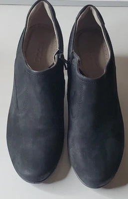 Ecco Mujer Talla 41 (US 10-10.5) - Botines Negro Gamuza Cuero Cremallera Tacón Foto 1 de 4