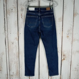 Jean neuf American Eagle Mom taille 2 bleu moyen denim délavé super taille haute stretch - Photo 1/12