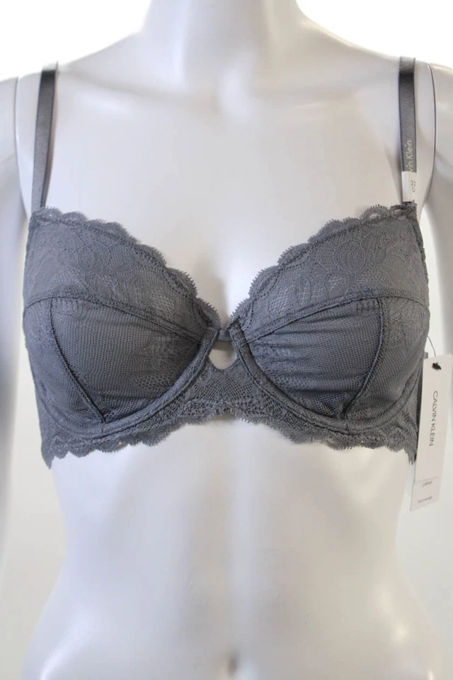 Calvin Klein Underwear Womens Seductive Comfort Lace Unlined Bra - Pewter Sand03 - Image 1 of 4