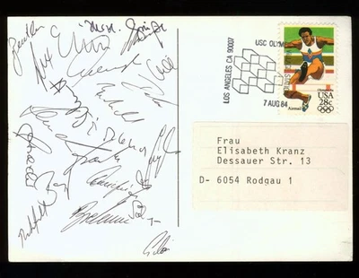 DFB NATIONALMANNSCHAFT AK Olympiade LOS ANGELES 1984 mit Original-Autogramme !!! - Bild 1 von 3