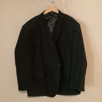 Stafford Signature Jacket Mens Big & Tall 52R Black Linen Blend 2Btn Sport Coat - Image 1 of 4