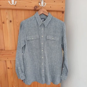 Lands' End Attractive Ladies Linen Blue Shirt. Size M Petite. vgc - Picture 1 of 4
