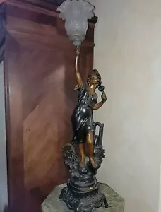 05K11 Antica Grande Statua Regola Lampada Donna INDUSTRIA Verso 1920 - Foto 1 di 10