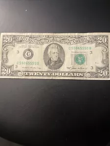 1985 20 Dollar Bill Serial Number C55065550B - Picture 1 of 3