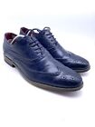 Goor Navy Blue Leather Trim loafer Brogue formal lace up Shoe Men Uk 8 42