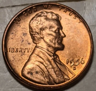 1956-D Wheat Penny Error DDR PIDT Small Cent Doubled Die Full Red Nice  - Image 1 of 4