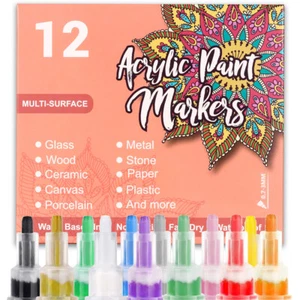12 Pack 6mm Liquid Paint Pen/Marker For Chalkboard Blackboard Glass Windows Kids - Picture 1 of 11