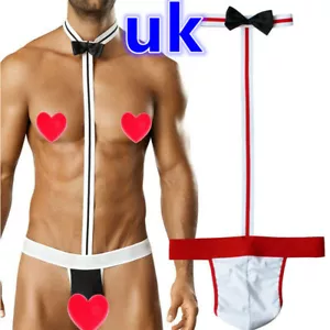 Sexy Men Mankini Collared Bow Tie Stag Party Costume Suspender Thong Underwear - Picture 1 of 12