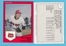 1989 Pro Card Minor League - Mike Browning - Columbus Mudcats - Box 206