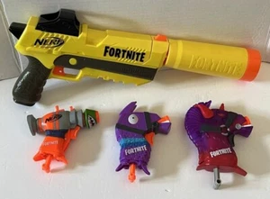 FORTNITE Nerf Lot - Sp-L Elite Dart Blaster Gun SHHHH w SILENCER + 3 Micro Guns - Picture 1 of 8