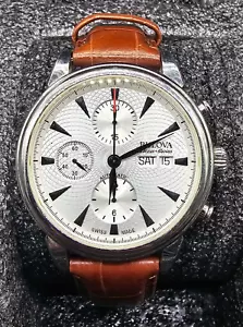 Bulova Accu Swiss Chronograph 63C112 Automatic Date Men's Watch Pre-owned - Picture 1 of 10