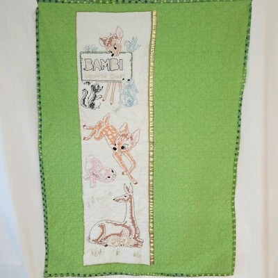 Edredón de cuna punto de cruz Bambi hecho en casa 29" x 39" flor golpeador Foto 1 de 4