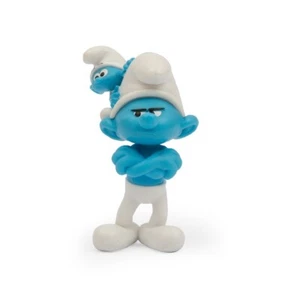Giochi Preziosi Schlümpfe - Serie 2 (2024): Grouchy Schlumpf mit Baby - 5,5 cm/2,2" - Bild 1 von 3