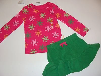 Saia verde Gymboree Cheery All The Way meninas tamanho 4 floco de neve nova com etiquetas  - Imagem 1 de 3