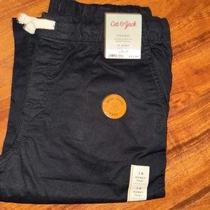 Cat & Jack Boy’s Sz 14 Husky Pants Black Ebony Straight Fit Uniform New - Picture 1 of 3