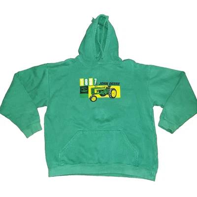 Sudadera con Capucha John Deere Boys XL Verde Tractor 1837 Gráfico Canguro Bolsillos Foto 1 de 4