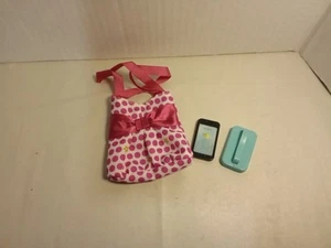American Girl Puppenhandy mit blauer Hülle und Tasche - Bild 1 von 2