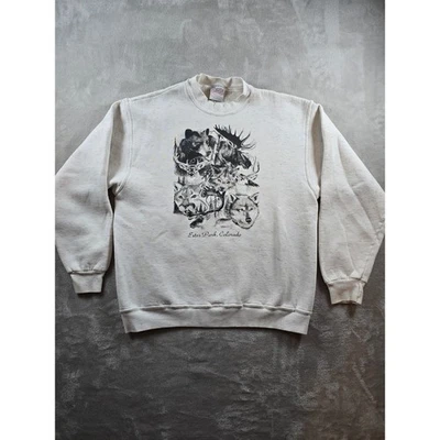 Sudadera De Colección Para Mujer L Gris Estes Park Colorado Naturaleza Hecha en EE. UU. *Leer Foto 1 de 4