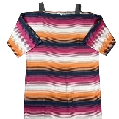 Vestido listrado Trina Turk Baracoa ombro frio tamanho grande praia cobertura férias - Imagem 1 de 4