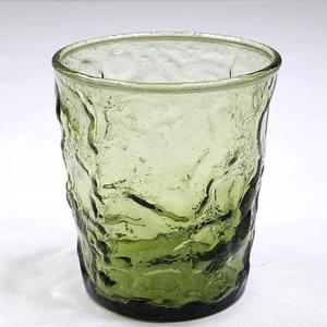 Vidrio de jugo arrugado verde vintage Anchor Hocking Milano Lido MCM retro 3 3/8" - Imagen 1 de 8
