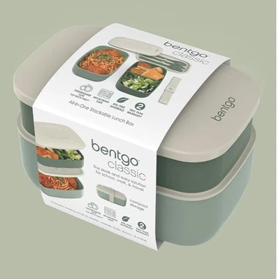 Bentgo Classic - Fiambrera apilable de 3 compartimentos, sin BPA, (verde caqui) Foto 1 de 4