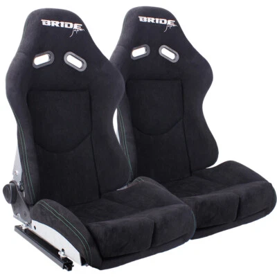 Bride Racing Seats Low Max Seat+Carbon Fiber Shell+Green Seat Stitches w/ Slider Foto 1 de 4