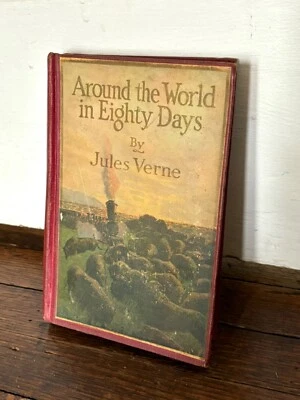 Around The World In 80 Days Jules Verne 1920 Original Antique Vtg Book Novel Foto 1 de 4