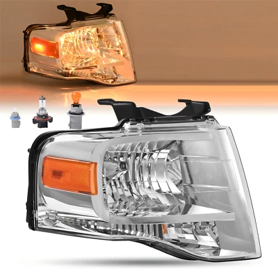 Chrome For Ford Expedition 2007-2014 Passenger Headlight W/bulbs Amber Corner RH Foto 1 de 4