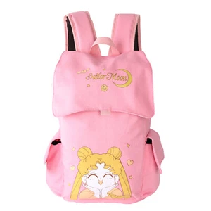 Sailor Moon Pink Canvas Backpack Rucksack Shoulder Bag Girls School Book Bag - Picture 1 of 4