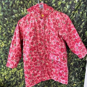 Spring Pluie Pluie Raincoat Girl’s Medium (7/8) / Floral, Pink Fleece Lining - Picture 1 of 7