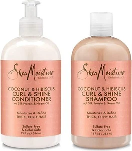 Shea Moisture Kokosnuss & Hibiskus Curl & Shine Shampoo und Conditioner Set 13 Unzen - Bild 1 von 1