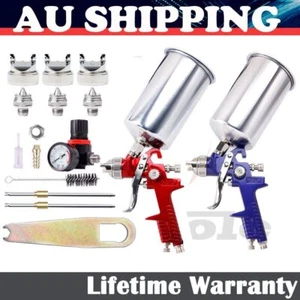 HVLP Auto Paint Air Spray Gun Kit Gravity Feed Car Primer 1.4MM 1.7 2.5MM Nozzle - Picture 1 of 15