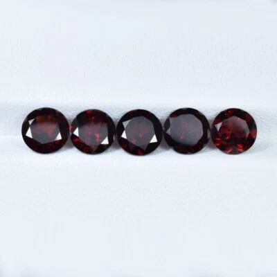 7.50 ct DEEP RED / NATURAL PYROPE GARNET - 7mm Round 5Pcs Gems / Video !! - Image 1 of 2