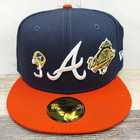 New Era Atlanta Braves 59FIFTY Count The Ring Fitted Patch Hat Cap Sz 7 1/2 Cover