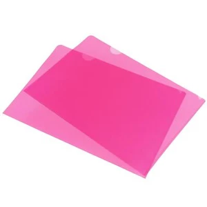 12Pcs L Type Folders A4 Plastic Clear Paper Document Jacket Pocket Pink - Picture 1 of 6