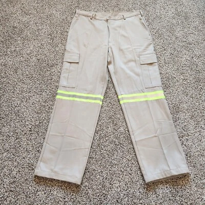 EMC Mens Reflective Cargo Pants 38x33 Tan Work VF Safety Uniform Adj Waist - Image 1 of 4