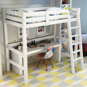 3FT White Pine Wooden High Sleeper Cabin Frame Bunk Bed Kid Children Single Beds - Picture 1 of 8