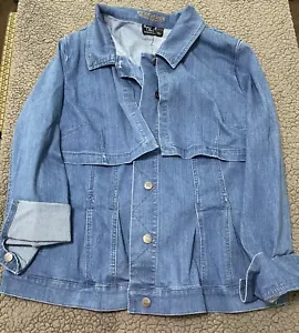 Women With Control Jacket Womens Size XL Blue Jean Overlay Denim Long Sleeve - Picture 1 of 14