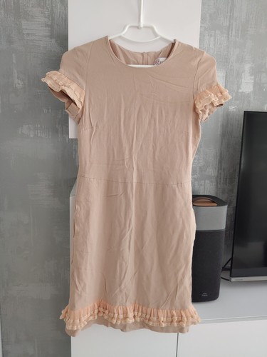 Blusa top rosso Valentino misto seta bagnata cipria mini abito bodycon matita taglia XS