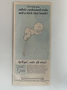 Vintage 1962 Q-Tips Print Ad “Safety Cushioned Ends and a Stick That Bends” - Picture 1 of 2