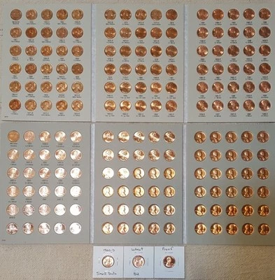 1959-2025 LINCOLN MEMORIAL CENT COLLECTION P D S + BU WHEAT PENNY & PROOF - Image 1 of 3