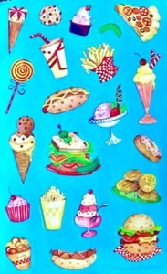 *RARE* Maxi FAST FOOD - FRIES BURGER ++ Kromekote Sandylion Stickers- ~VINTAGE~ - Picture 1 of 1