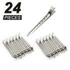 24 PRO HAIR SALON LADIES SILVER NO BEND METAL PIN CURL CLIPS SINGLE PRONG UK