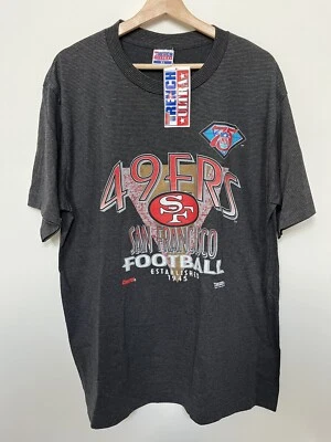 Camisa nova com etiquetas vintage anos 90 SAN FRANCISCO 49ERS trincheira EUA 75º aniversário DEADSTOCK GG - Imagem 1 de 4