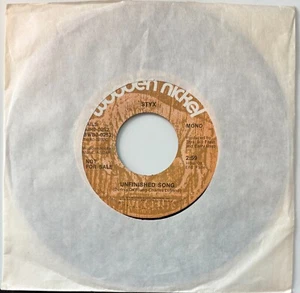 Styx 'Unfinished Song' Wooden Nickel Double A-sided Promo 45 For Non LP Track - Picture 1 of 3