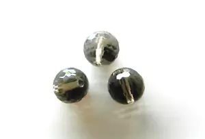 Smokey Quartz, Lovely Micro Faceted 10mm Round Beads, Bag Of 3 Beads - Picture 1 of 1