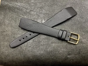 Scarce matte black 20mm Calfskin vintage watch band open-ended for wire lugs - Picture 1 of 5
