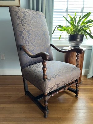 Antique French Louis XIV Baroque Walnut and Leather Armchair c. 1700 - Image 1 of 4